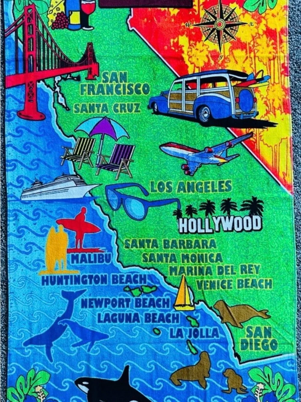 California Coastal Kids Beach Towel‎ - Bright Multicolor